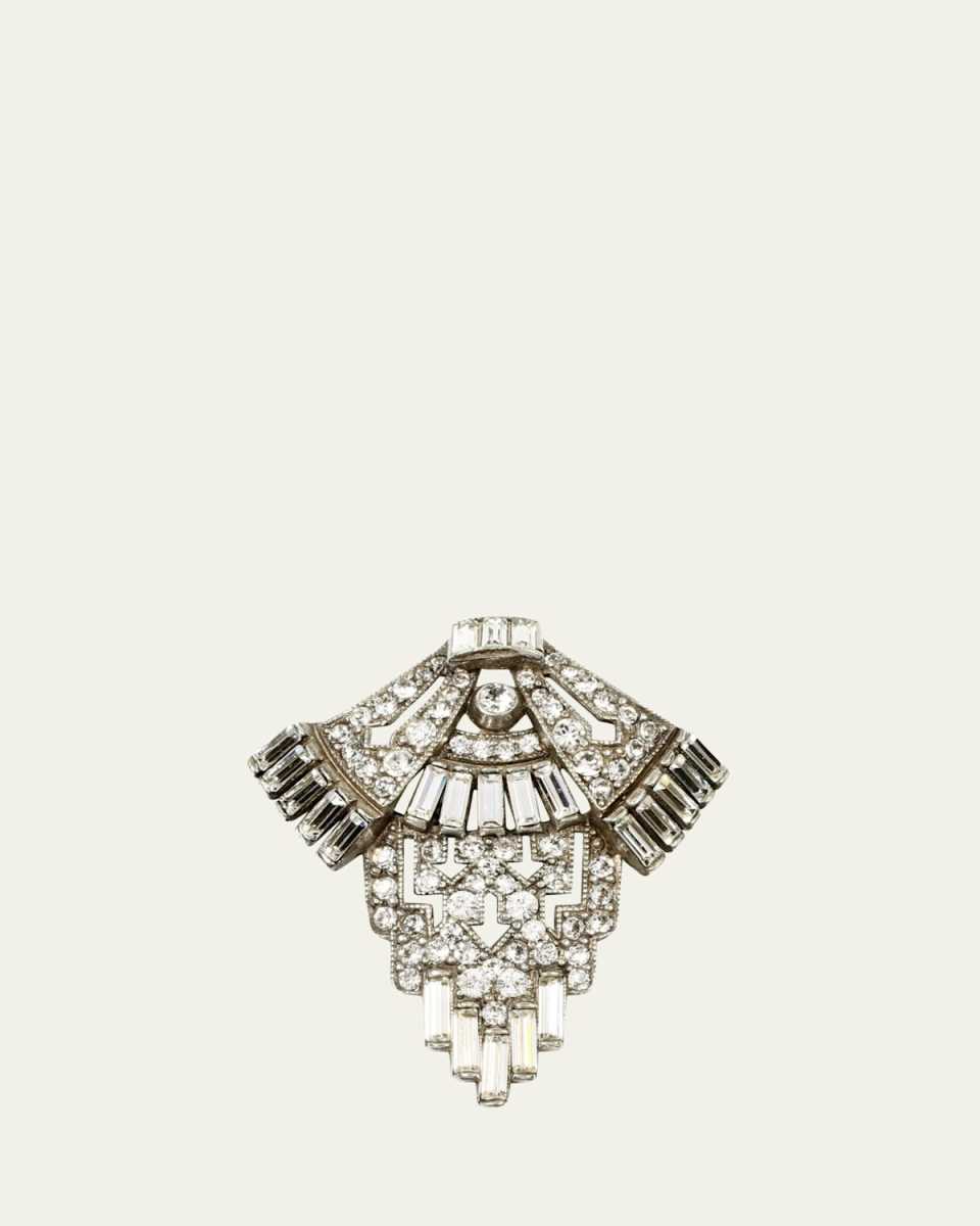 Silver Crystal Deco Brooch